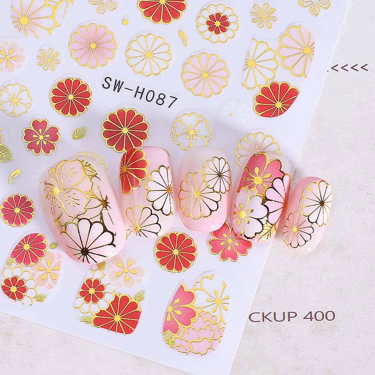 6 Sheets Flower Nail Stickers with Leaf Design Nail Decals 3D Self-Adhesive Gold Hollow Out Floral Nail Art Stickers Spring Summer Nail Decoration for Women DIY Manicure Supplies