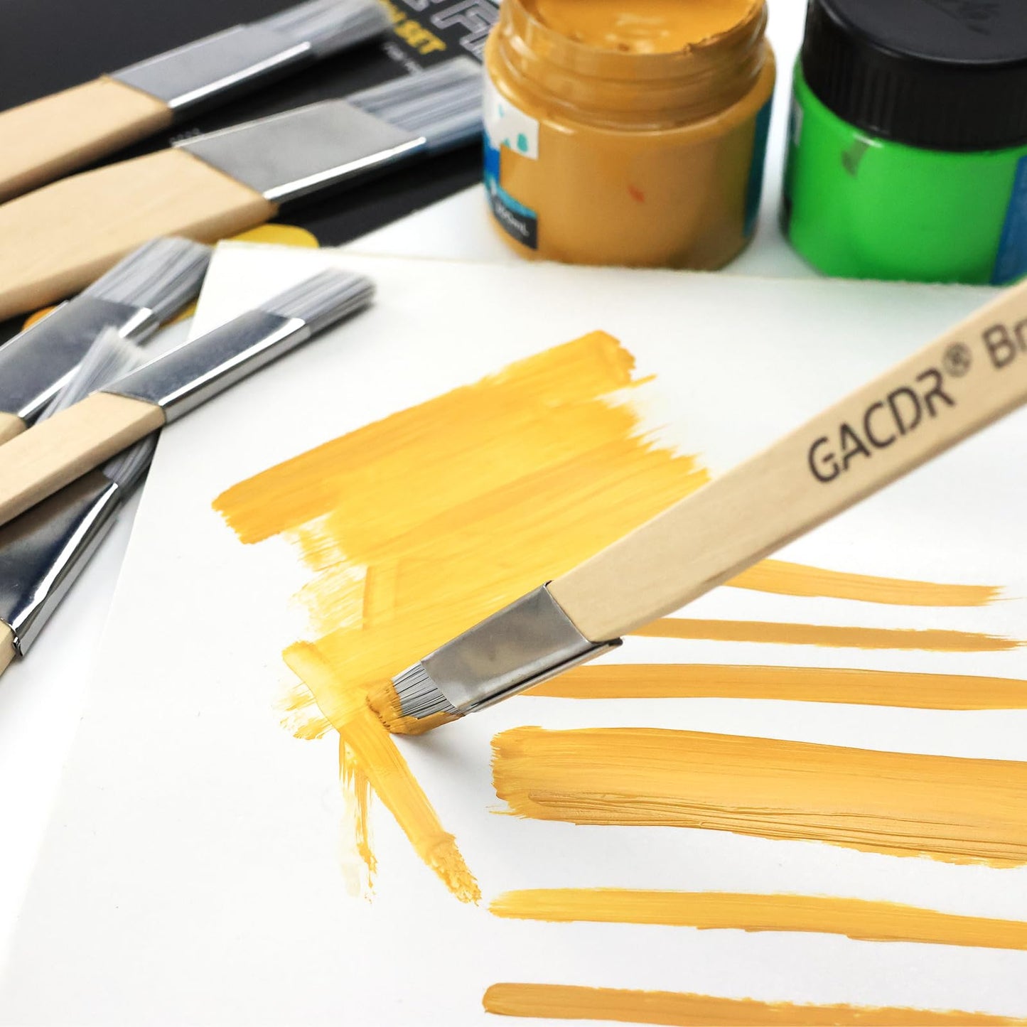 GACDR Slant Lining Fitch Paint Brushes,Pack Of 6 Cutting In Paint Brush Angled for Fast Accurate Detail & Control Hobby & Craft 2 Each of 0.5", 0.75", and 1"