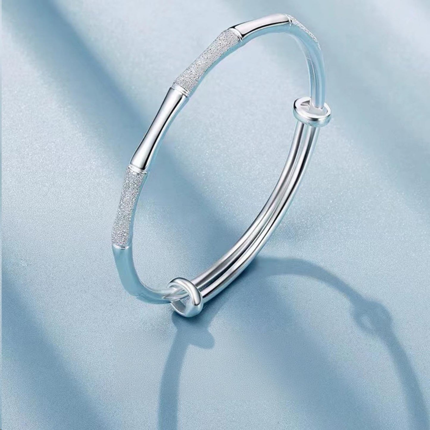 Handmade 925 Sterling Silver Bangle Braclets For Women High Polish Glitter Cuff Bracelets Dainty Bamboo Knot Bangle Bracelets Adjustable Bangle Bracelets For Women Minimalist Wrap Bangles Jewelry Gift