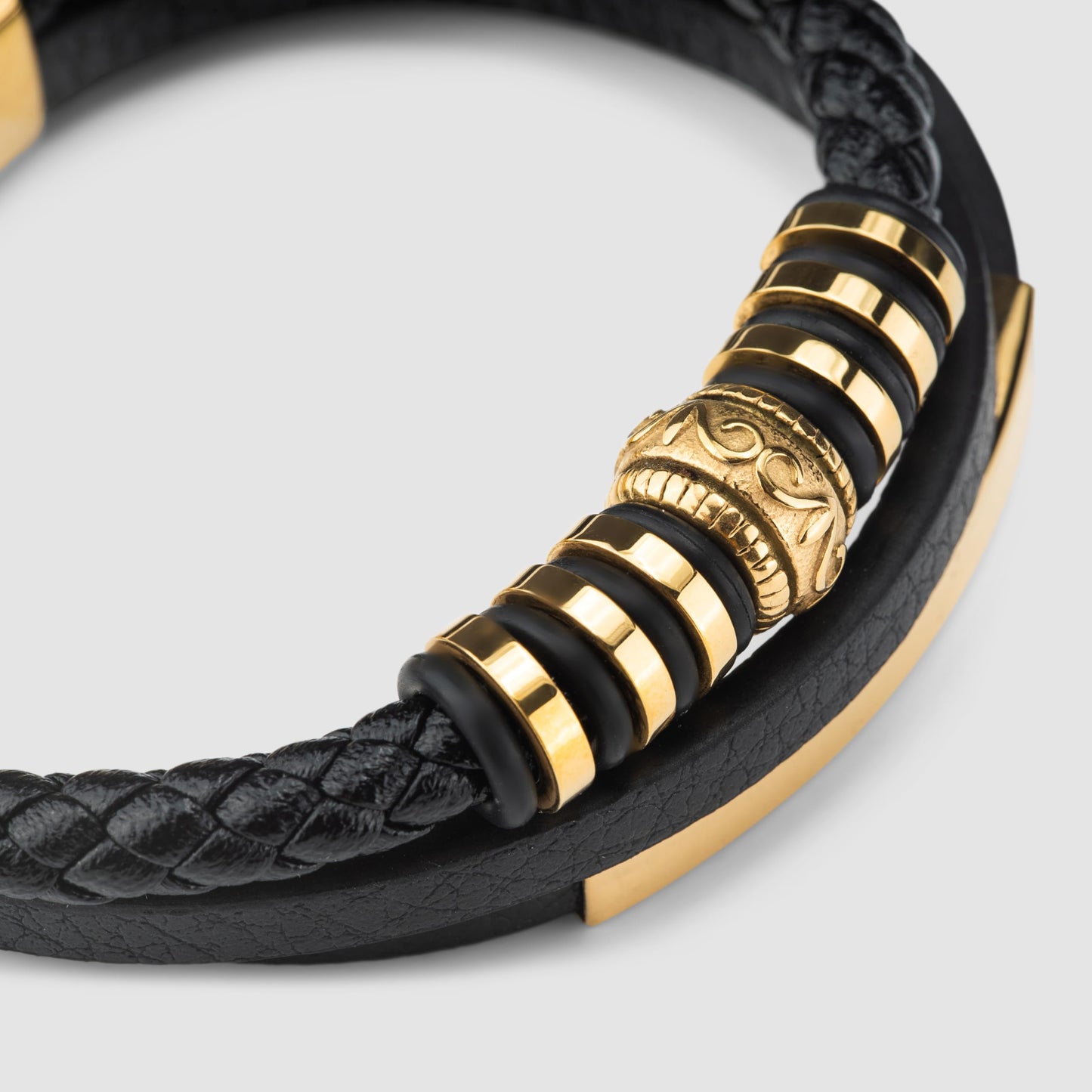 SERASAR Gold Bracelets for Men 17cm Bracelet Gift Box Genuine Leather Cowhide Braided Adjust Able Magnetic Clasp Multi Layer Wrap Rope Man Mans Male Band Jewelry Magnet Accessories