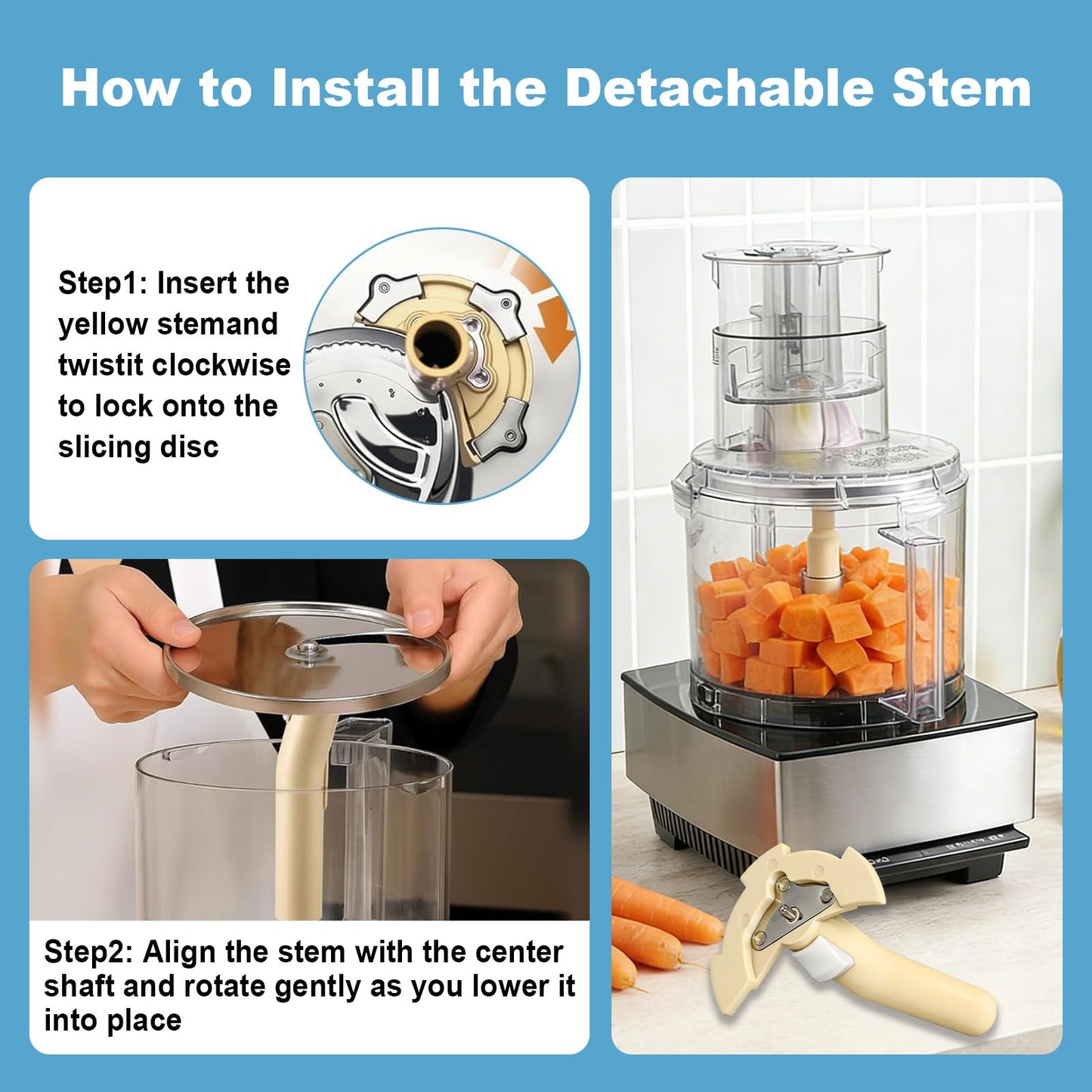 DLC-039ATX-1 Food Processor Compatible with Cuisinart 14 Cup Food Processor, Detachable Stem Compatible with DFP-14, DLC-2014 & MP-14 Models