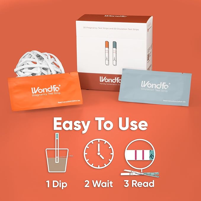 Wondfo 40 Ovulation Test Strips and 10 Pregnancy Test Strips Kit - Rapid Test Detection for Home Self-Checking, Birth Control and Fertility Management Urine Test (40 LH + 10 HCG)