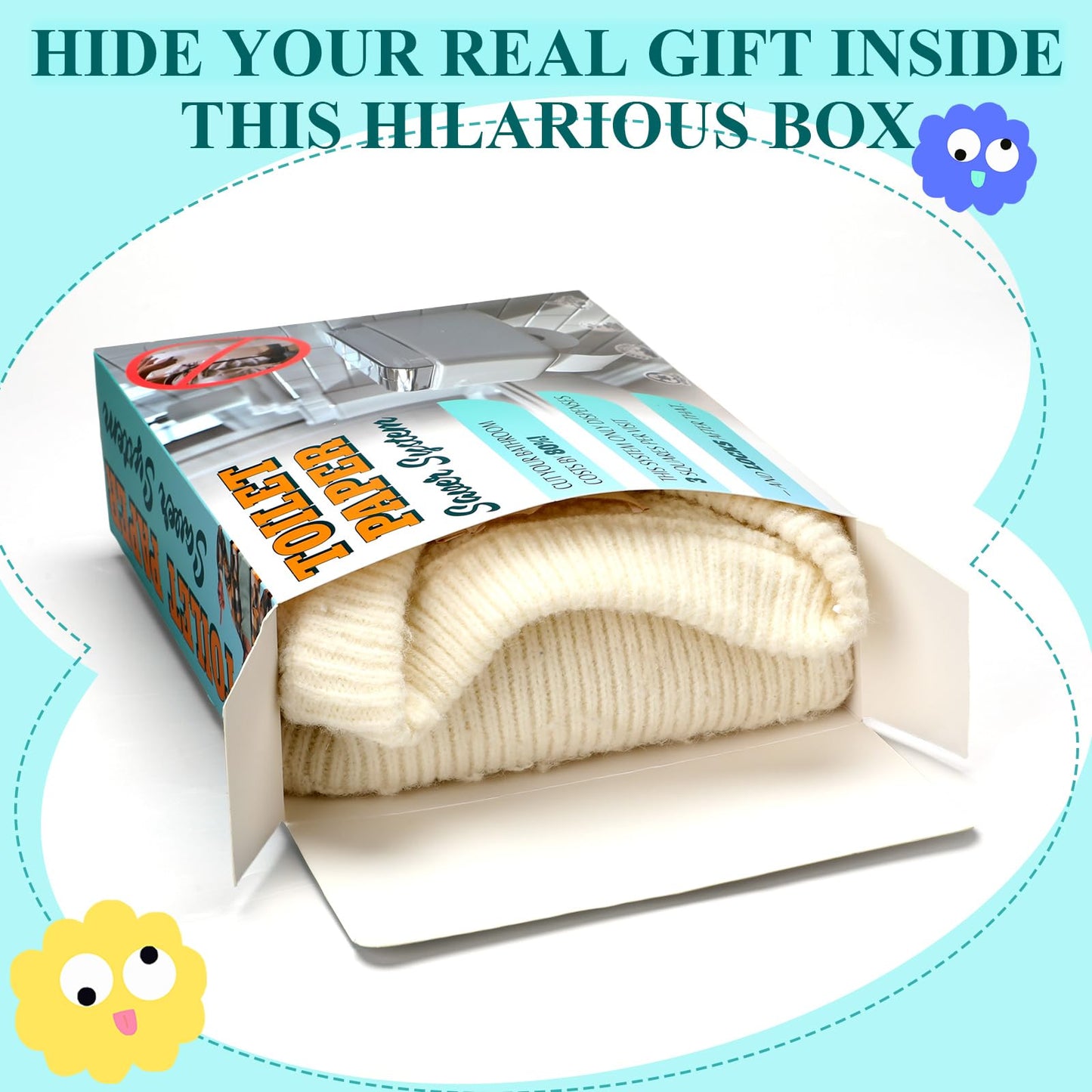 4 Pcs Prank Gift Box for Wrapping Your Real Present Hilarious Fake Gag Gift Box Toothpick Wand Toilet Paper and More in Prank Empty Packaging Practical Joke for Halloween Thanksgiving Christmas