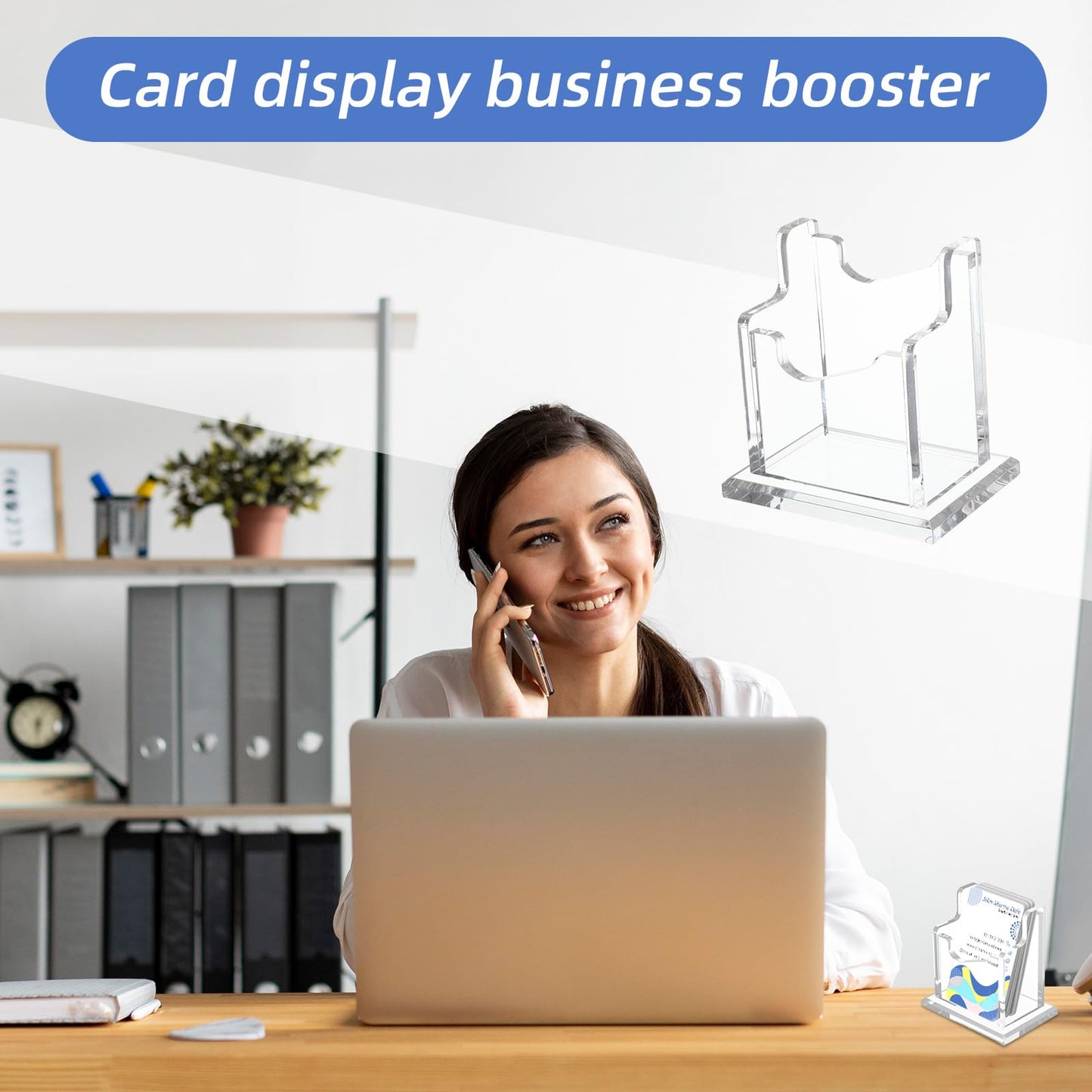 zisiueel 4 Packs Acrylic Business Cards Holders for Desk, Vertical Clear Busines Name Card Display Stand, Desk Accessory Business Name Card Organizer (Vertical, 1-Slot)