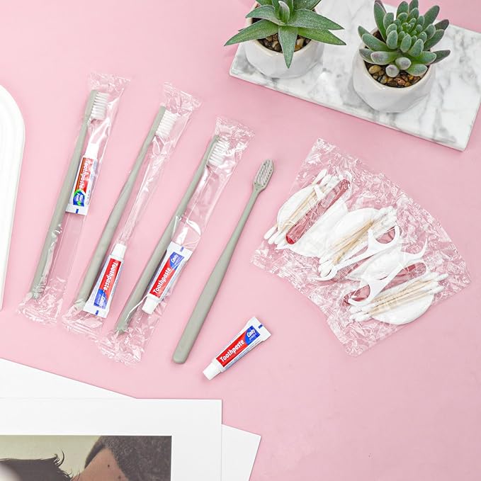 Disposable Toothbrushes, Toothbrush and Toothpaste, Toothbrush and Toothpaste Travel, Comes with Hotel Vanity Set, Individually Packaged, Suitable for Hotel, Home, Camping, Travel (100-PACK)