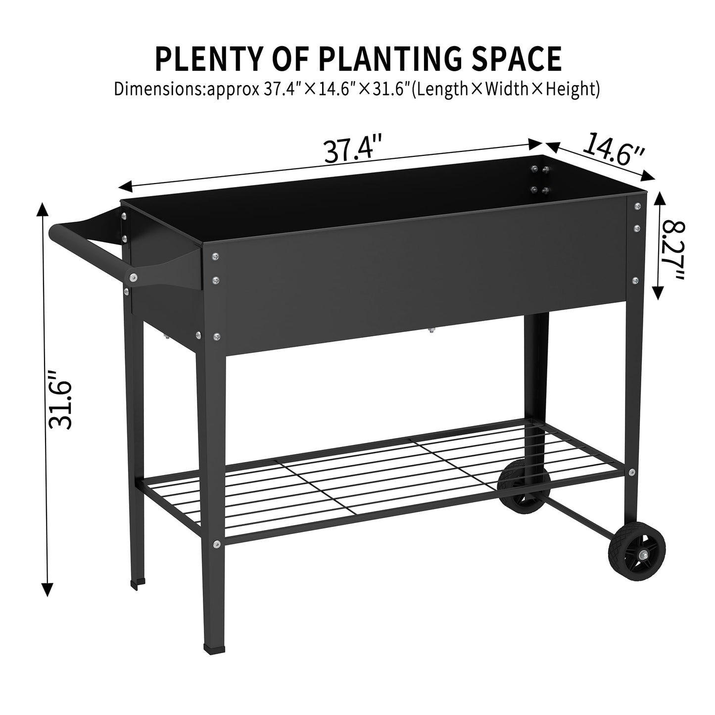 Chuangshuo Guard Elevate 2Pcs 32" Tall Raised Garden Bed with Wheel,Planter Box for Backyard,Outdoor Garden, Patio, Balcony, 400lb Capacity,Black