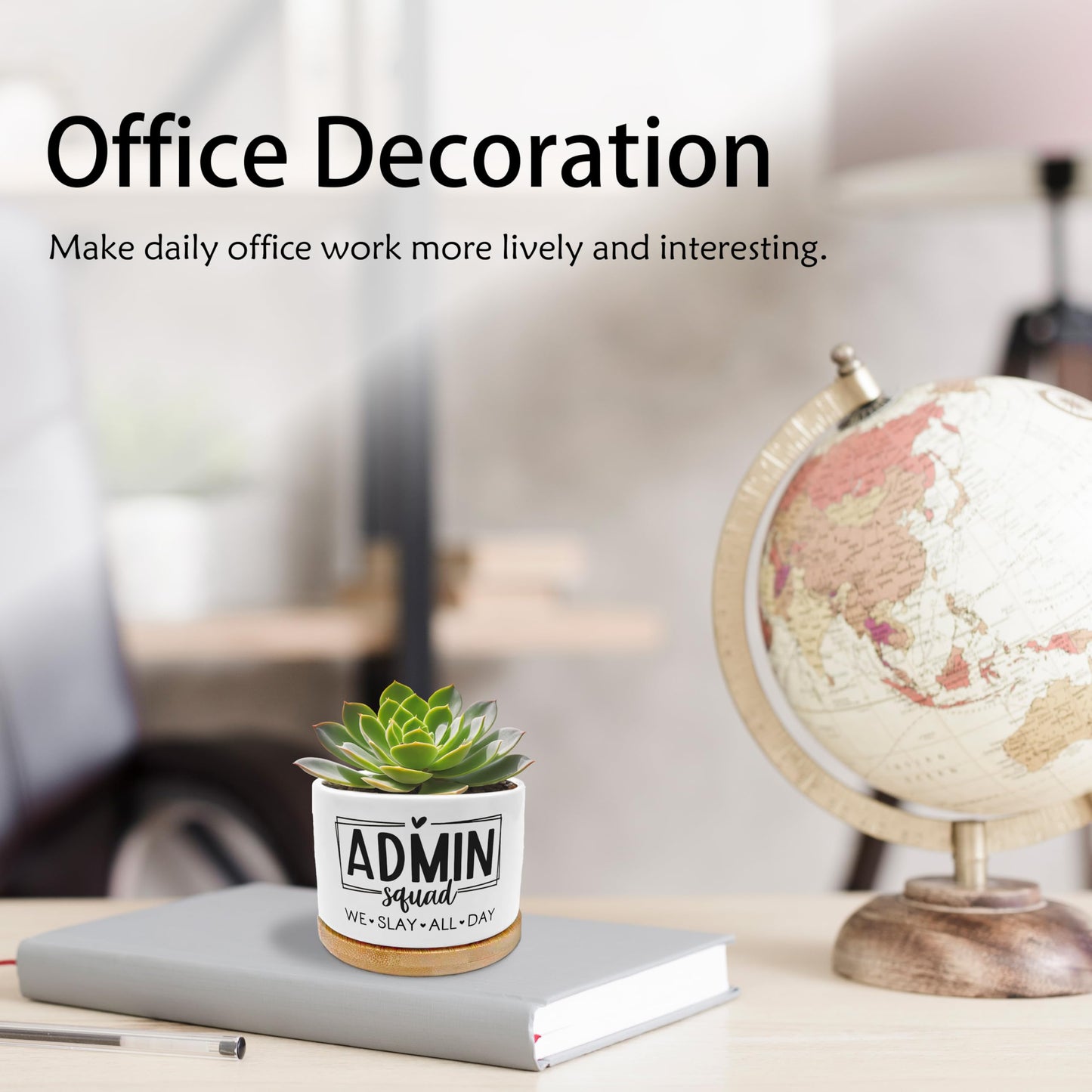 EVIHCG Administration Appreciation Gifts Planter Pots, Administrative Assistant Gifts, Admin Squad Ceramic Succulent Plant Flower Planters for Home Office Desk Table Shelf(No Plants)