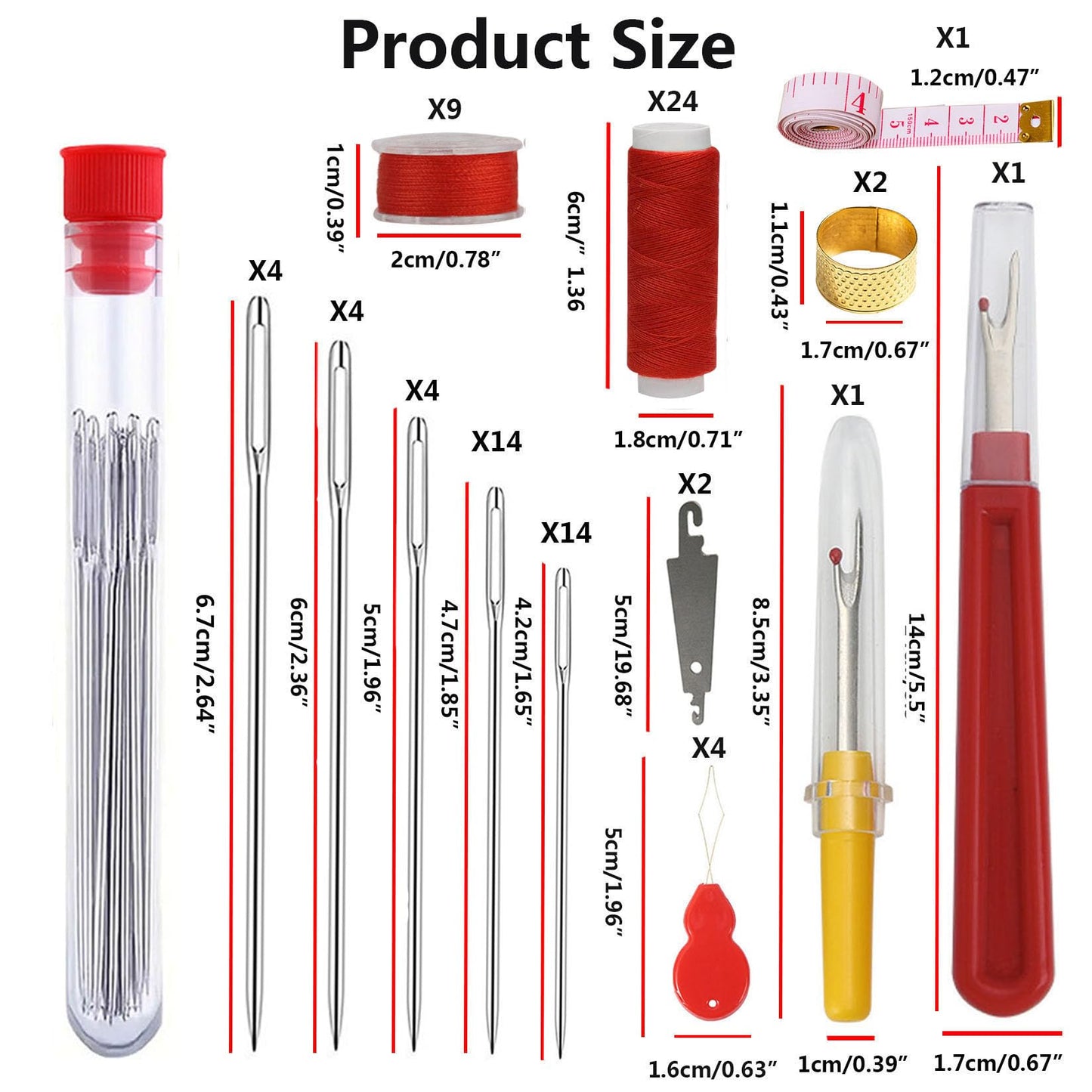 84PCS Sewing Kit 5 Size Big Eye Stainless Steel Needles for Hand Sewing Needle and Thread Kit with Threaders, Bobbins,Thimbles,Seam Rippers Accessories and Supplies Tools for Adults Beginners