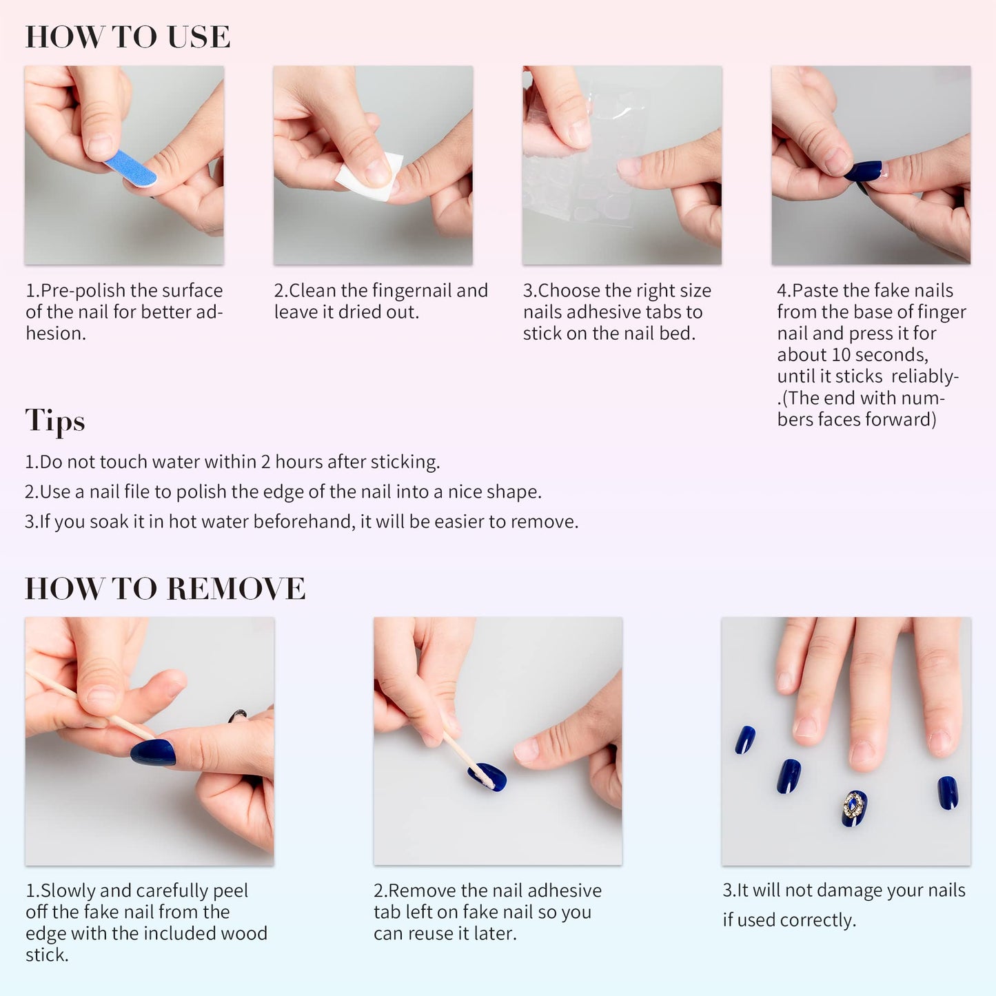 Sun&Beam Nails Handmade Press-On Medium Long Coffin Ballerina with Pink Blue Gold Color 3D Design Charm Cat Eye Cute False Nail Tips 10 Pcs (#082 L)