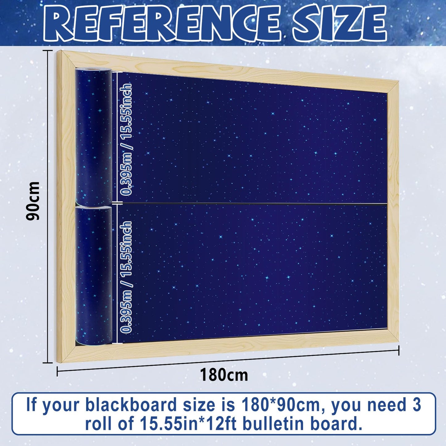 Blue Outer Space Bulletin Board Roll Reusable Waterproof Night Sky Non-Woven Fabric Bulletin Board Wrinkle Resistant Star Galaxy Poster Background for Classroom Decor Wrapping Paper Craft 15.5" x12ft