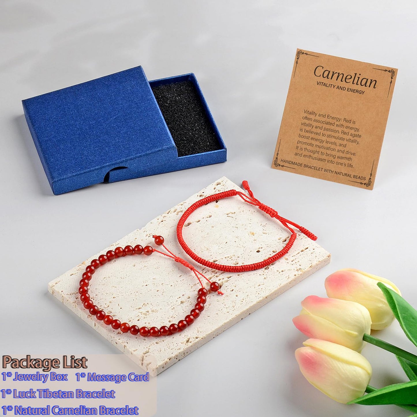 LPBeads 6mm Red Carnelian Bracelet with Handmade Rope Bracelet Size Adjustable Natural Stone Crystal Healing Bracelets Gifts for Unisex Adults