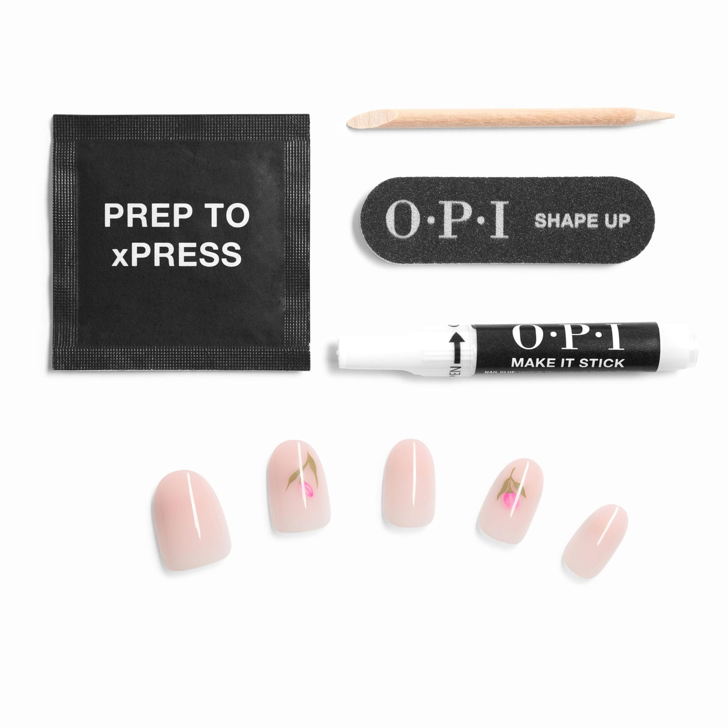 OPI On Point Give ‘Em Tulip | Short Round Opaque Neutral Floral Nail Art Press On Nails | 30 Count with Glue | Long Lasting, Reusable, Non-damaging | Spring 2026