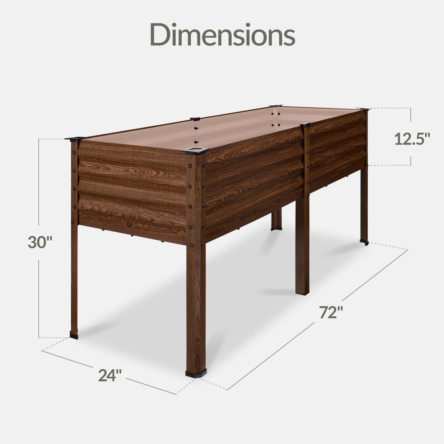 Best Choice Products 72x24x30in Non Toxic Galvanized Raised Garden Bed, Metal Elevated Planter Box, Vegetable Garden, 100% Non Toxic Materials - Wood Grain