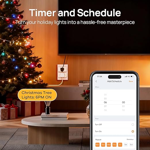 Linkind Matter Smart Plug, Work with Apple Home, Siri, Alexa, Google, SmartThings, Smart Outlet 15A/1800W Max, Smart Home Automation, APP Remote Control,Timer&Schedule, 2.4G Wi-Fi Only, 2 Pack