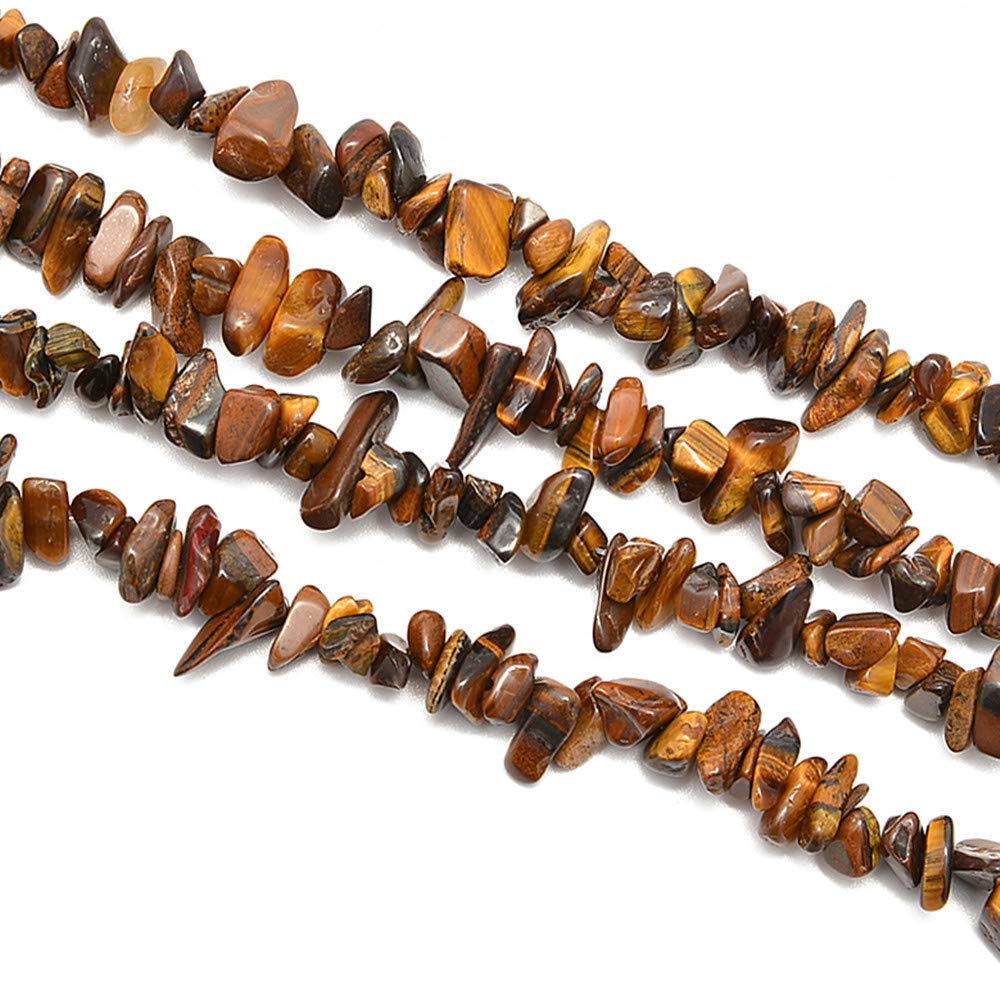 PLTbeads Gemstone Chips Natural Yellow Tiger Eye 3-5mm Healing Crystals Waist Bracelets Necklace Kit Irregular Stone DIY Crafts Design Jewelry Making Approxi 32 inch
