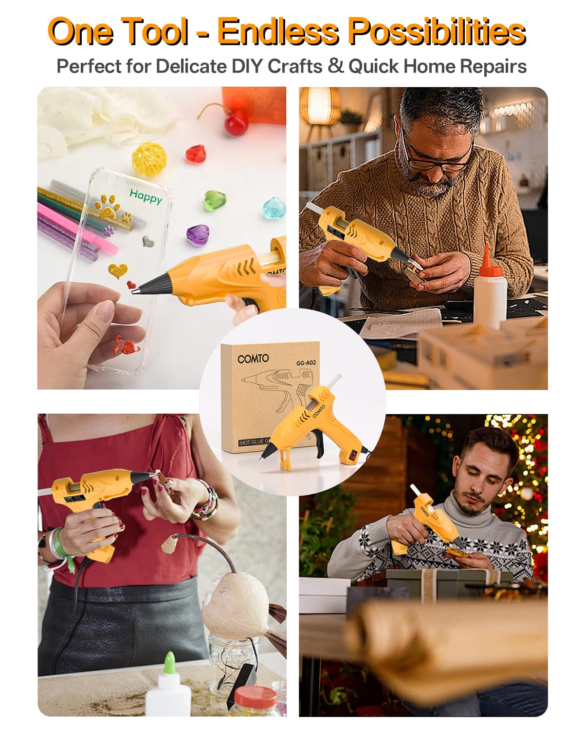 COMTO Hot Glue Gun Kit with 30 Sticks, 20W Fast Preheating Mini Hot Glue Gun and Sticks Set for School Crafts DIY Arts and Quick Home Repairs, Yellow