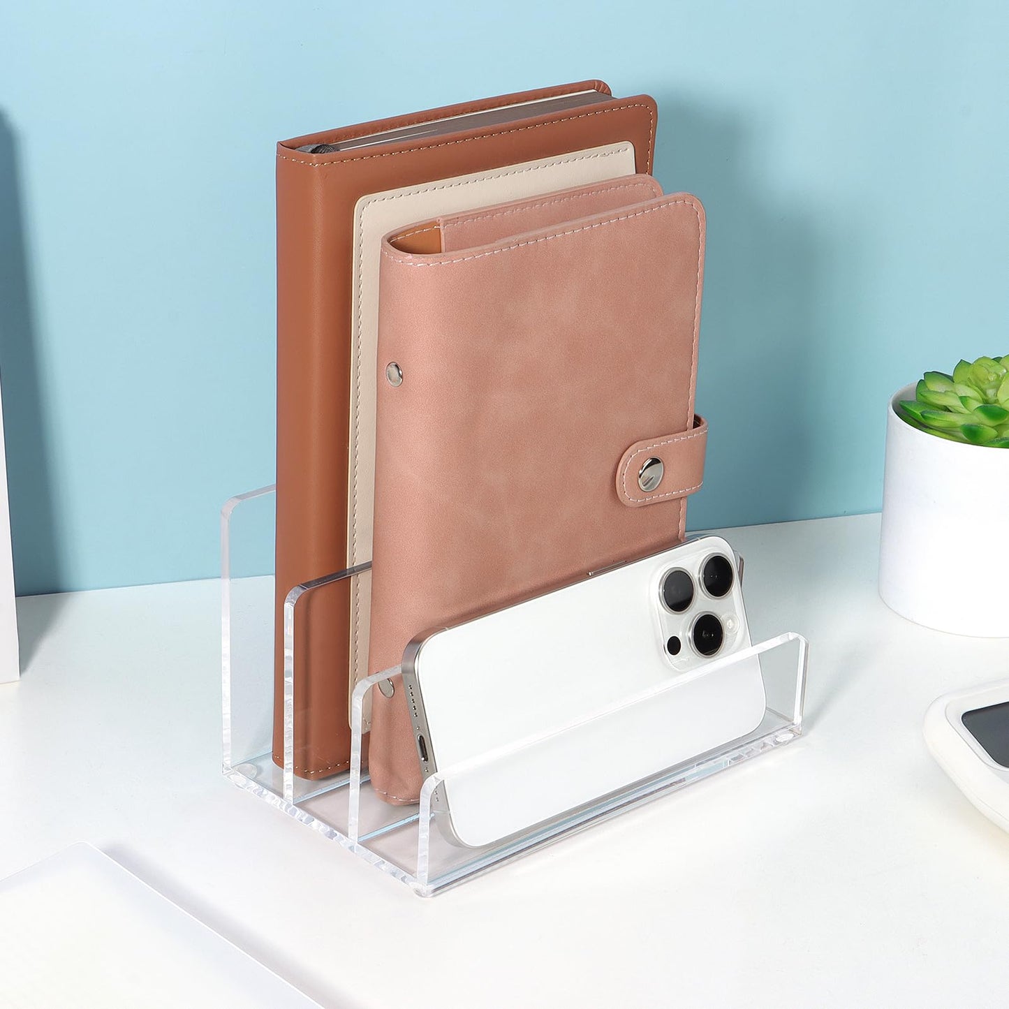 GerayMer Acrylic File Organizer for Desk, 3 Sections Mail Sorter Organizer Holder, Acrylic Desk Organizer for Document, Letter, Notebook