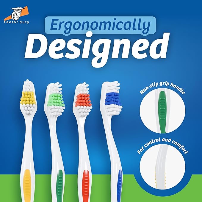 FactorDuty 1000 Pack Toothbrush Standard Classic Medium Soft Toothbrush Bulk Individually Wrapped