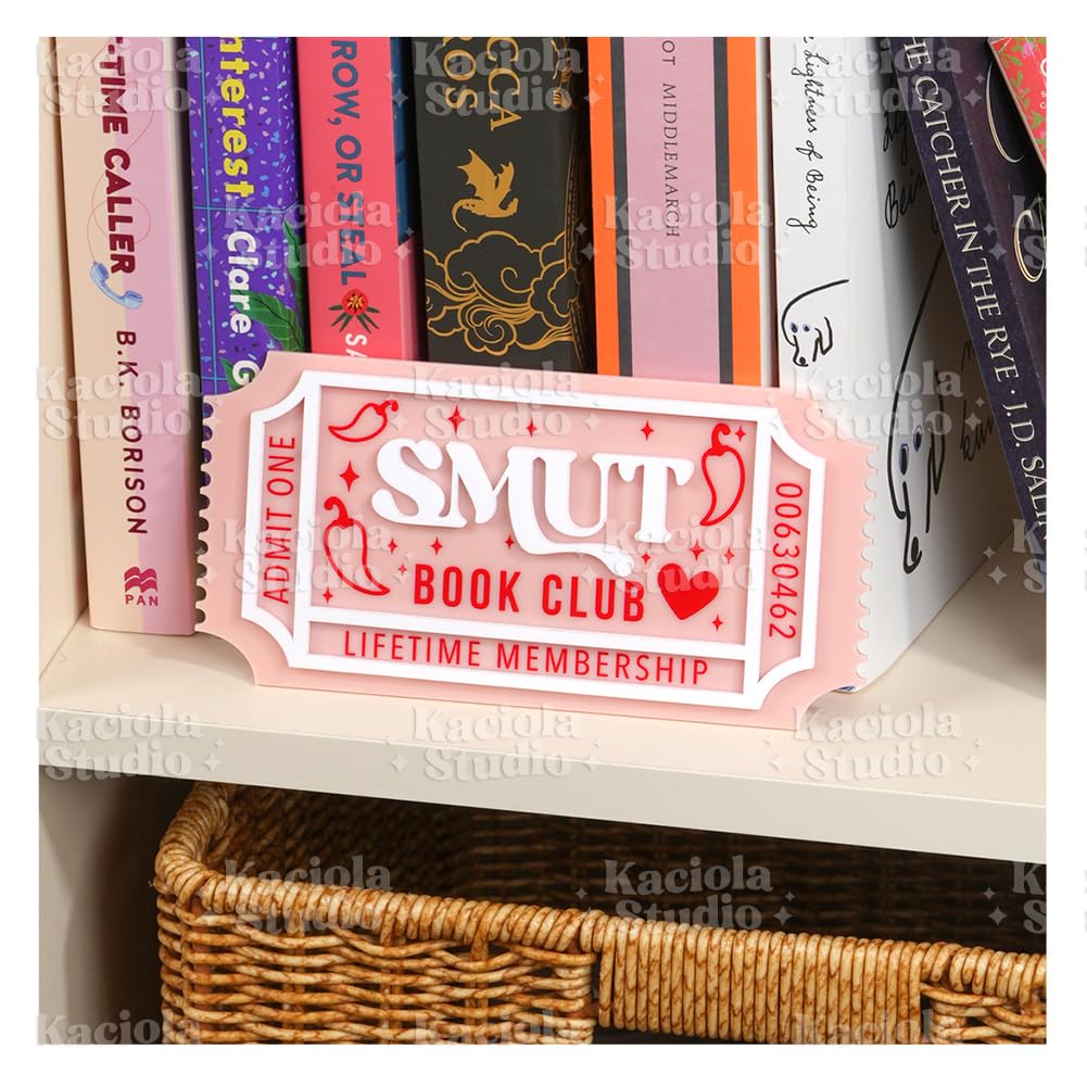 KACIOLA STUDIO Library Sign, Bookish Decor for Book Nook, Gifts for Booklovers/Reader/Women, Bookshelf Book Store Decor, Romantasy Gift (Smutty)