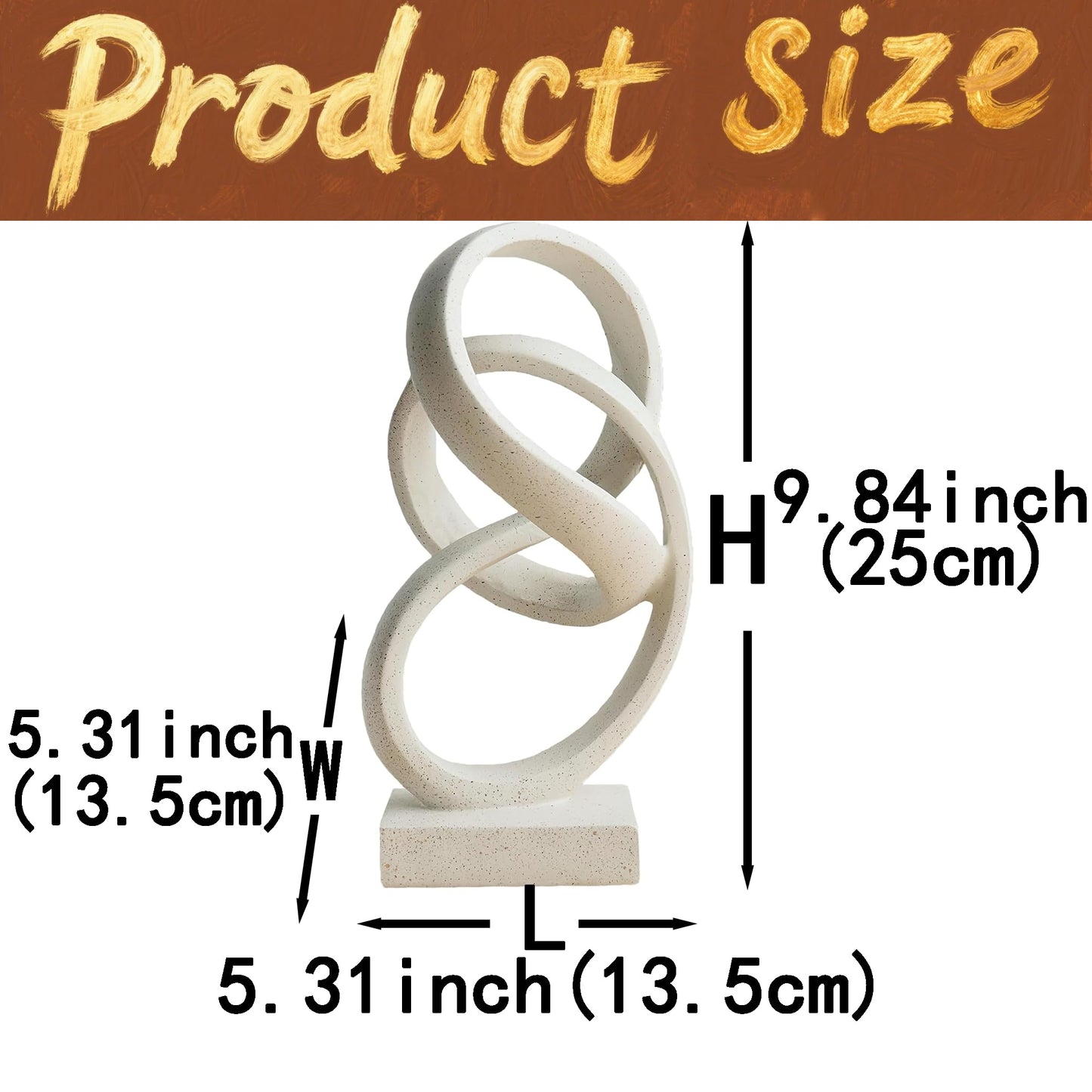 LAIKEARTS 10" Modern Abstract Ribbon Decorative Sculpture, Knot Sculptures,Home Decor,Coffee Table Statues,Dining Living Room Desk Decor（White）