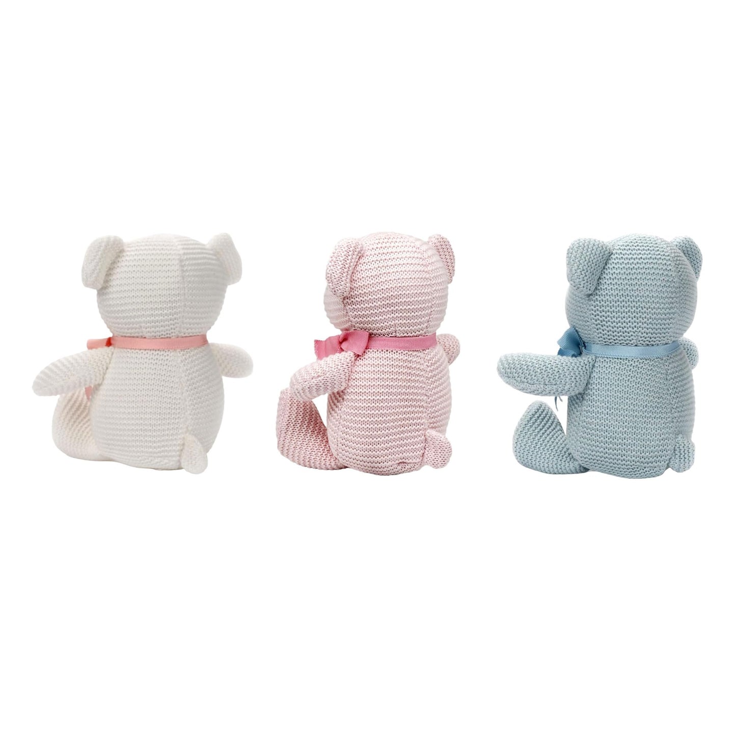 FLUFFYFUN 100% Organic Cotton Teddy Bear Plush Toy Gift Set, 3 Pack of 6.5" Baby Stuffed Animals for Baby Shower Decorations & Newborn Gifts