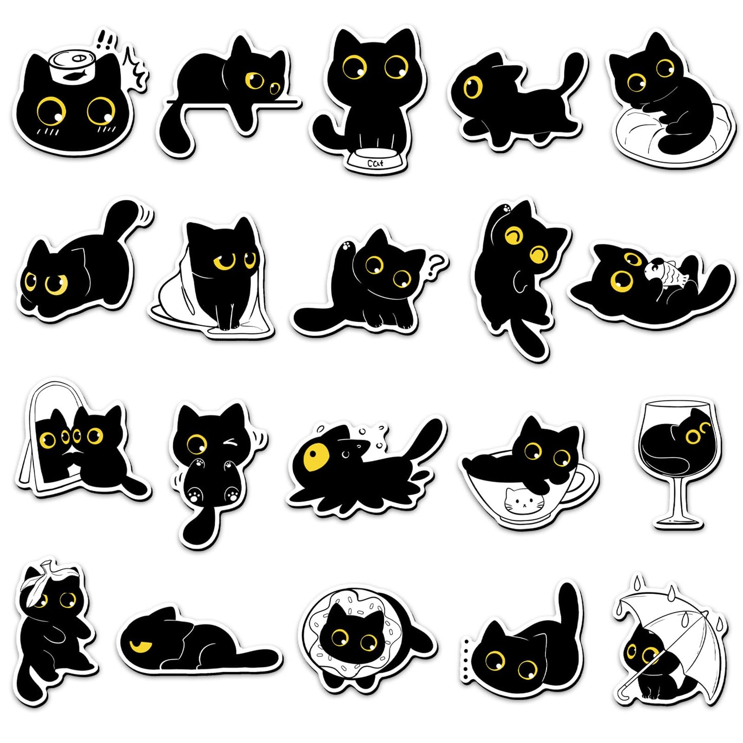 20 Pcs Cute Black Cat Fridge Magnets, Removable No-Scratch Kitty Magnets, Whimsical Decor for Kitchen Home Office(Black cat)