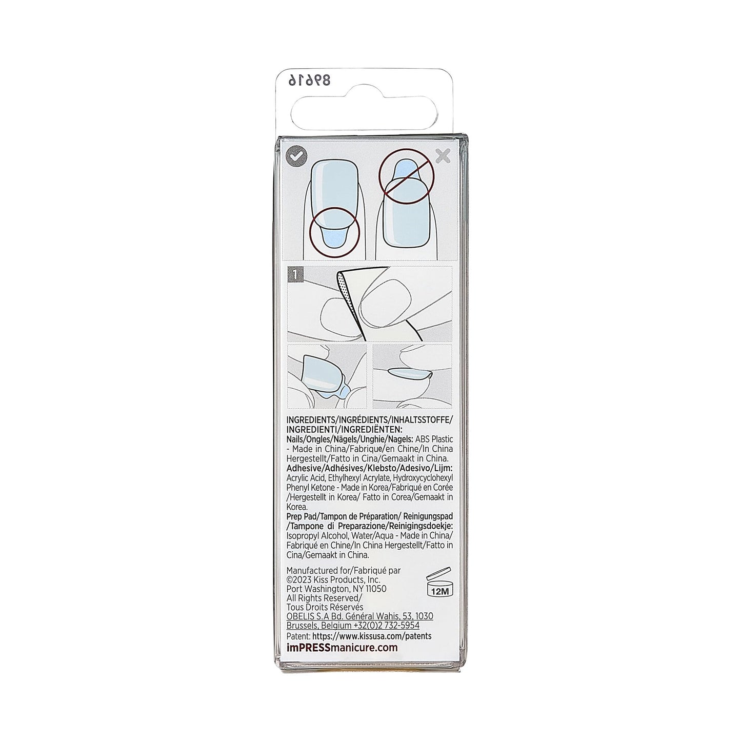 KISS imPRESS Color No Glue Mani 30 Pcs Press On Nails, Light Blue, Short Size, Oval Shape, Simple Peel & Press Easy Apply, Hassel-Free Removal, Essential Tools Included