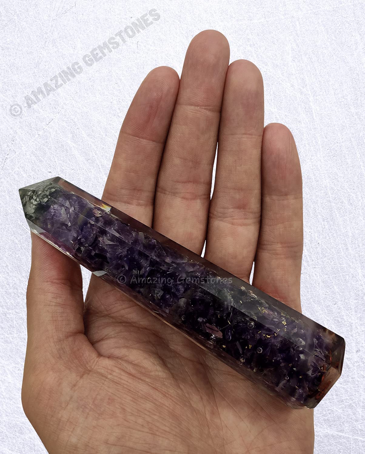 Amazing Gemstone Amethyst Crystal Orgone Towers ~ Natural Healing Crystal Point Obelisk for Reiki Healing and Crystal Grid (4.5 to 5 Inch, Pack of 1)