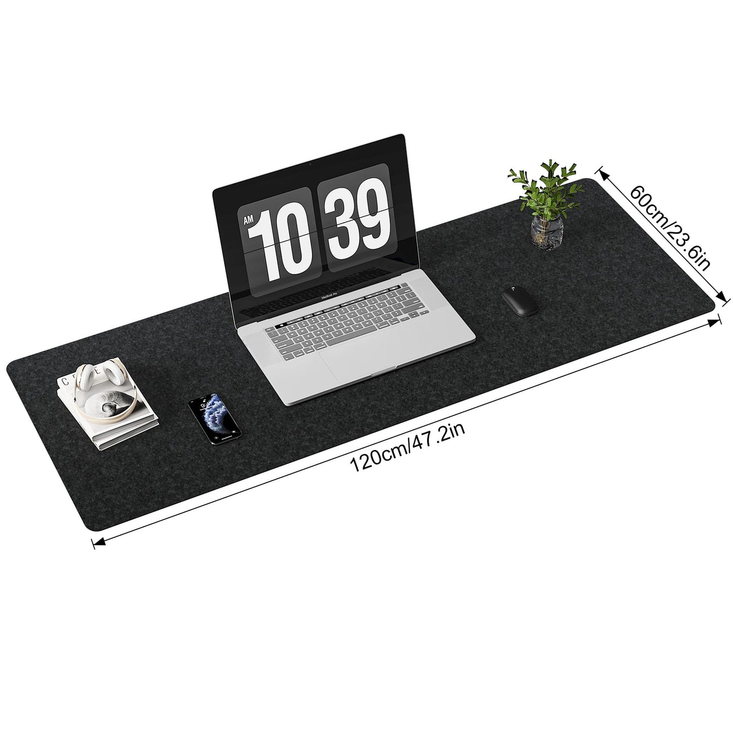 Large Felt Desk Mat,47.2"x 23.6",Non-Slip Desk Pad for Office and Home,120x60cm Full Table Mouse Pad,Keyboard Mats for Desk,Desktop Protection(Dark Gray)