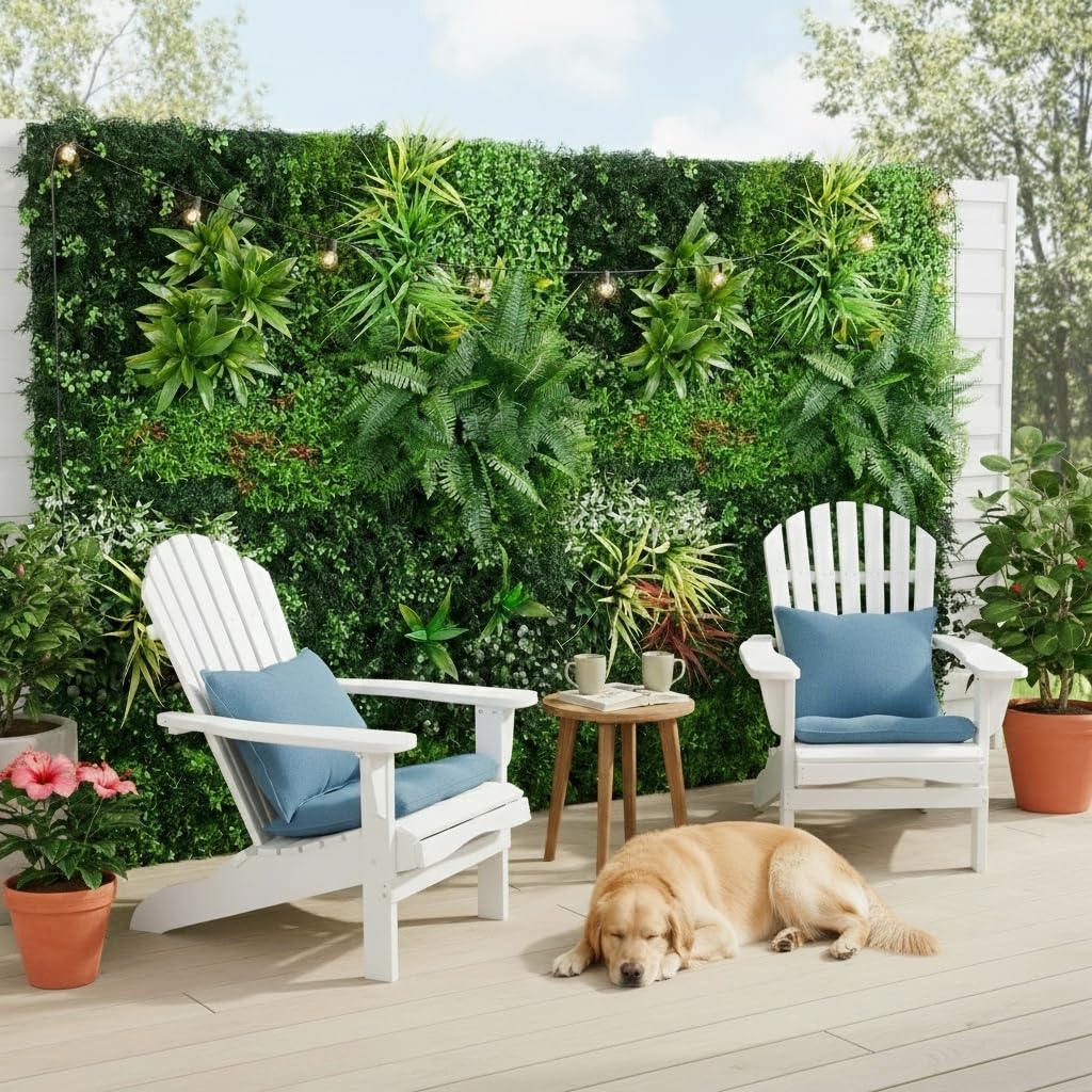 FOSZMAC Artificial Plant Wall Panels, 40"x 40" Greenery Boxwood Panels with UV Protection, Faux Grass Ivy Privacy Screen Fence, Grass Wall Backdrop for Indoor Outdoor Garden Backyard Decor