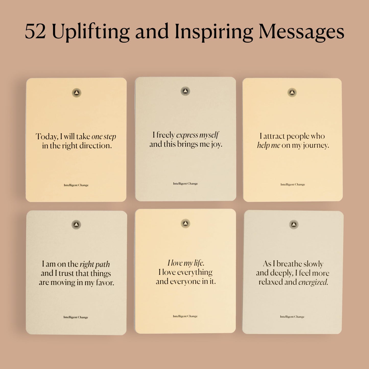 Intelligent Change Mindful Affirmations, 52 Positive Affirmation Cards for Women with Display Stand, Daily Affirmations for Inspiration, Mindfulness & Self Care, Unique Gifts for Women and Men