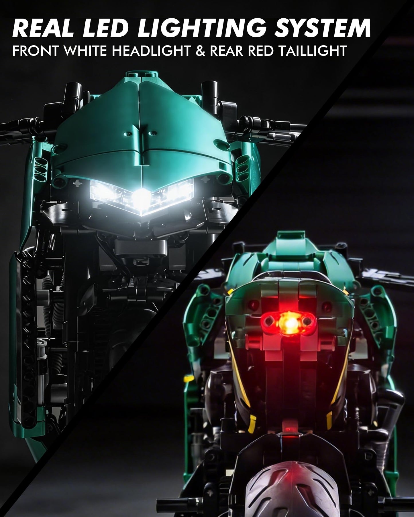 JSINMA Technic AMB001 Hyper Motorcycle Building Set for Adults, 1:5 Large Scale Bike Model with LED Lights, Mechanical Engineering Display Collectible Gift, 2100+ PCS
