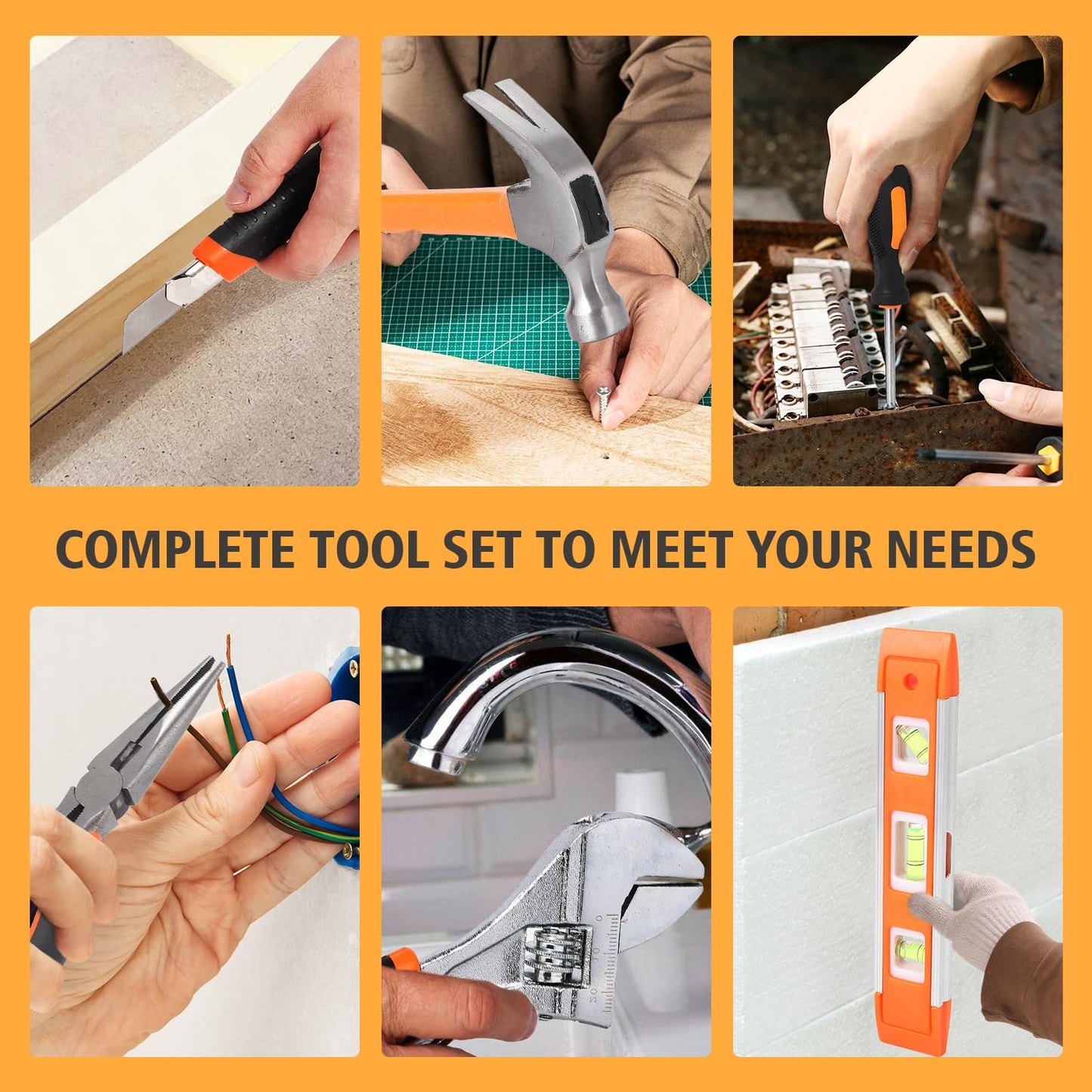 GarveeTech 247 Piece Tool Set, General Home/Auto Repair Tool Kit, Combination Package Mixed Tool Set Hand Tool Kit with Plastic Toolbox Storage Case