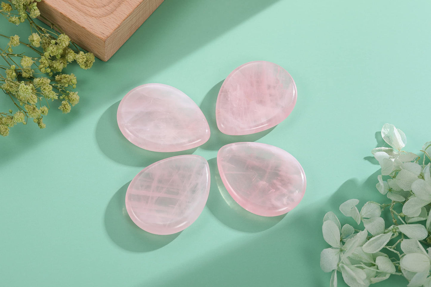 CrystalTears Rose Quartz Crystal Worry Stone Thumble Polished Healing Crystals Pocket Palm Stone Thumb Worry Stones for Anxiety Stress Relief Crystal Therapy