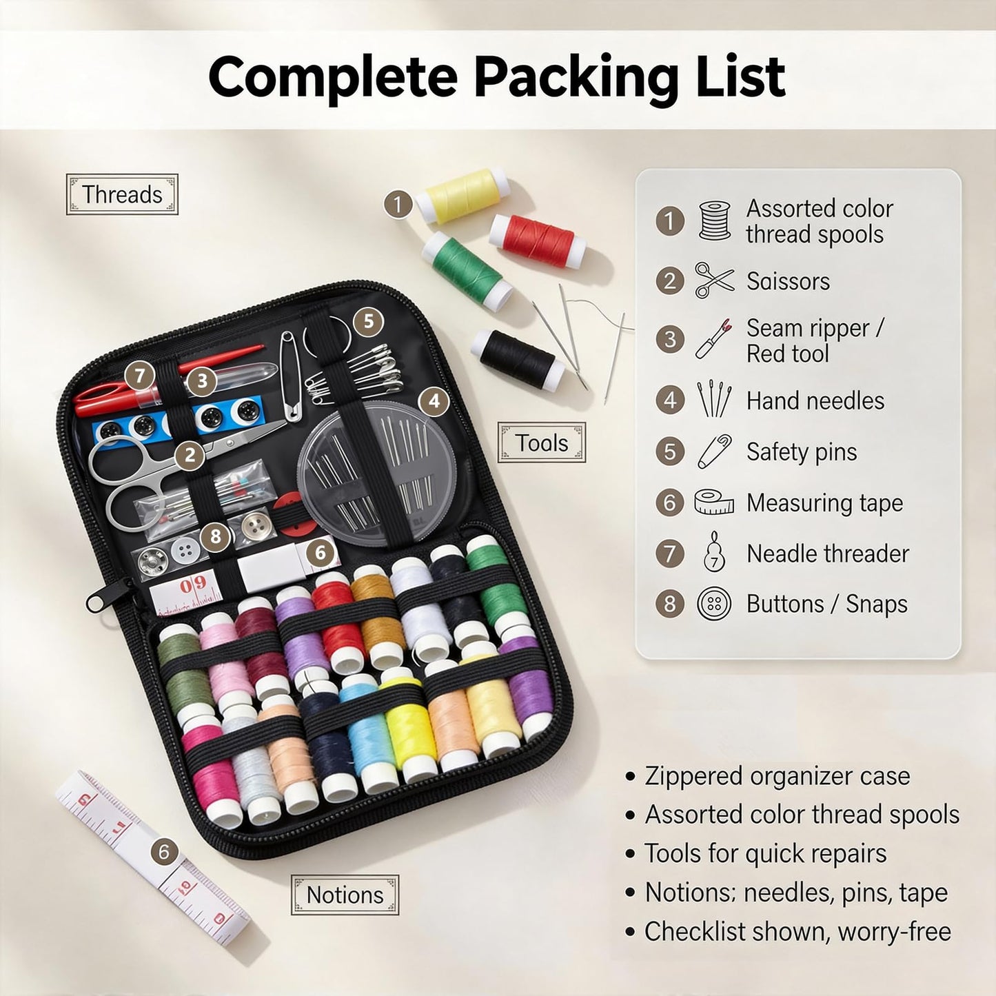 pzvdsog 2026 Upgraded Removable Stitch Book Kit with Extra Thick Threads, Needles Threader Thimble Sewing Tool, DIY Embroidery Stitch Bo-ok kit, 108 Pattern for DIY and Sew Enthusiast