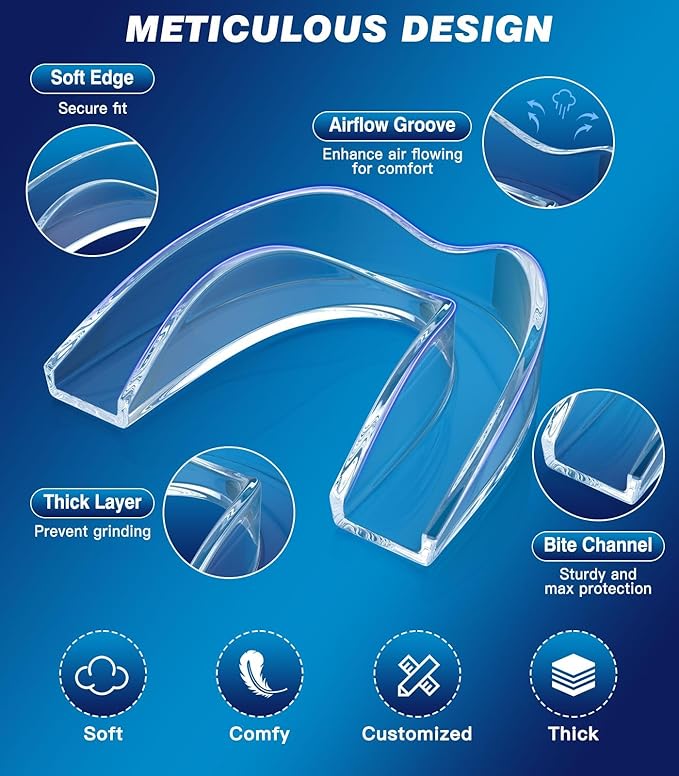 Mouth Guard for Grinding Teeth at Night,Teeth Grinding Mouth Guard for Sleep,Night Guards for Sleeping,4 Pack/Small Size,Clear