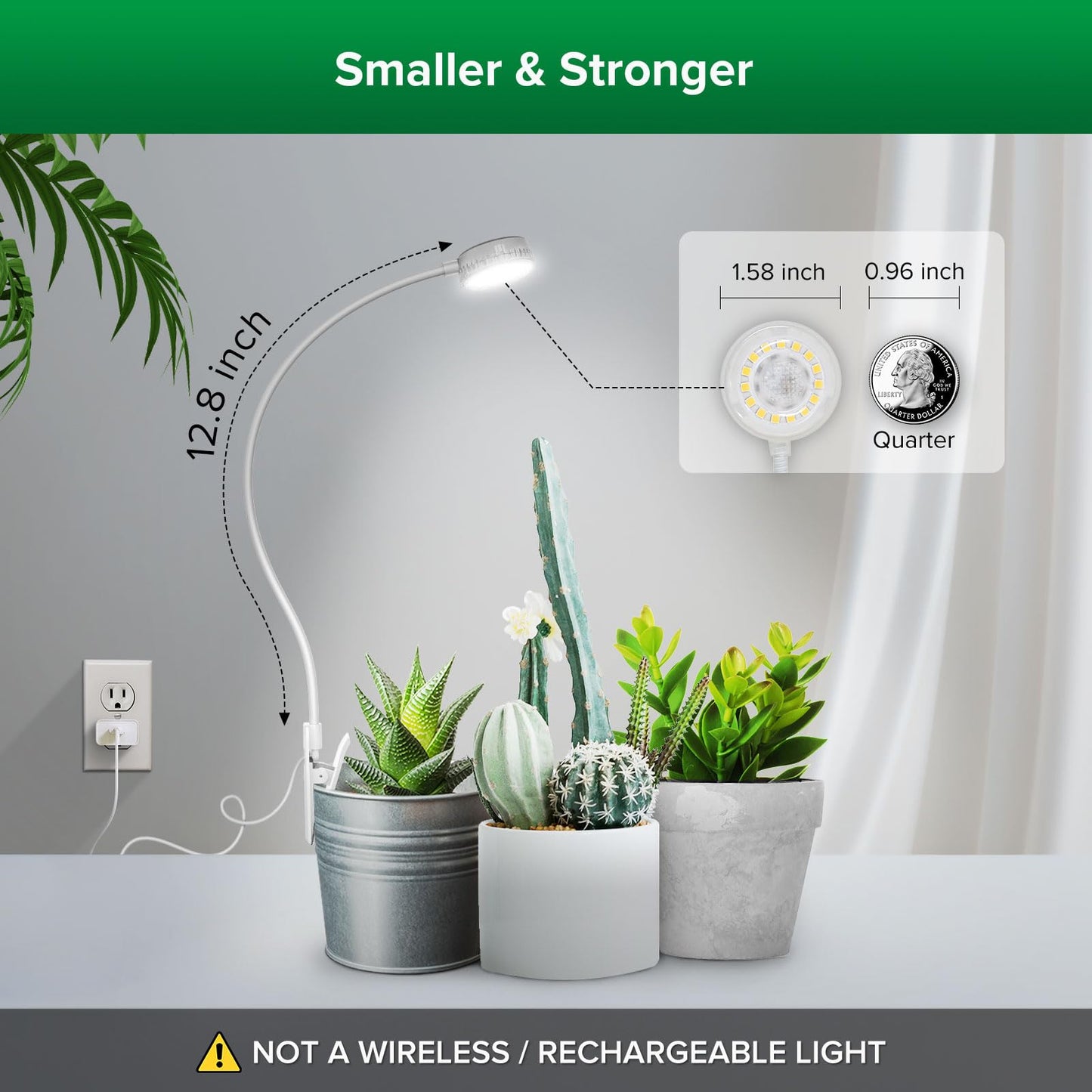 SANSI Grow Lights for Indoor Plants, LED Pot Clip Plant Light for Growing, 4000K Full Spectrum Plant Growing Lamp with 4-Level Dimmable, Auto On Off Timing 3 6 12 Hrs for Small Plants, White 5V 2-Pack