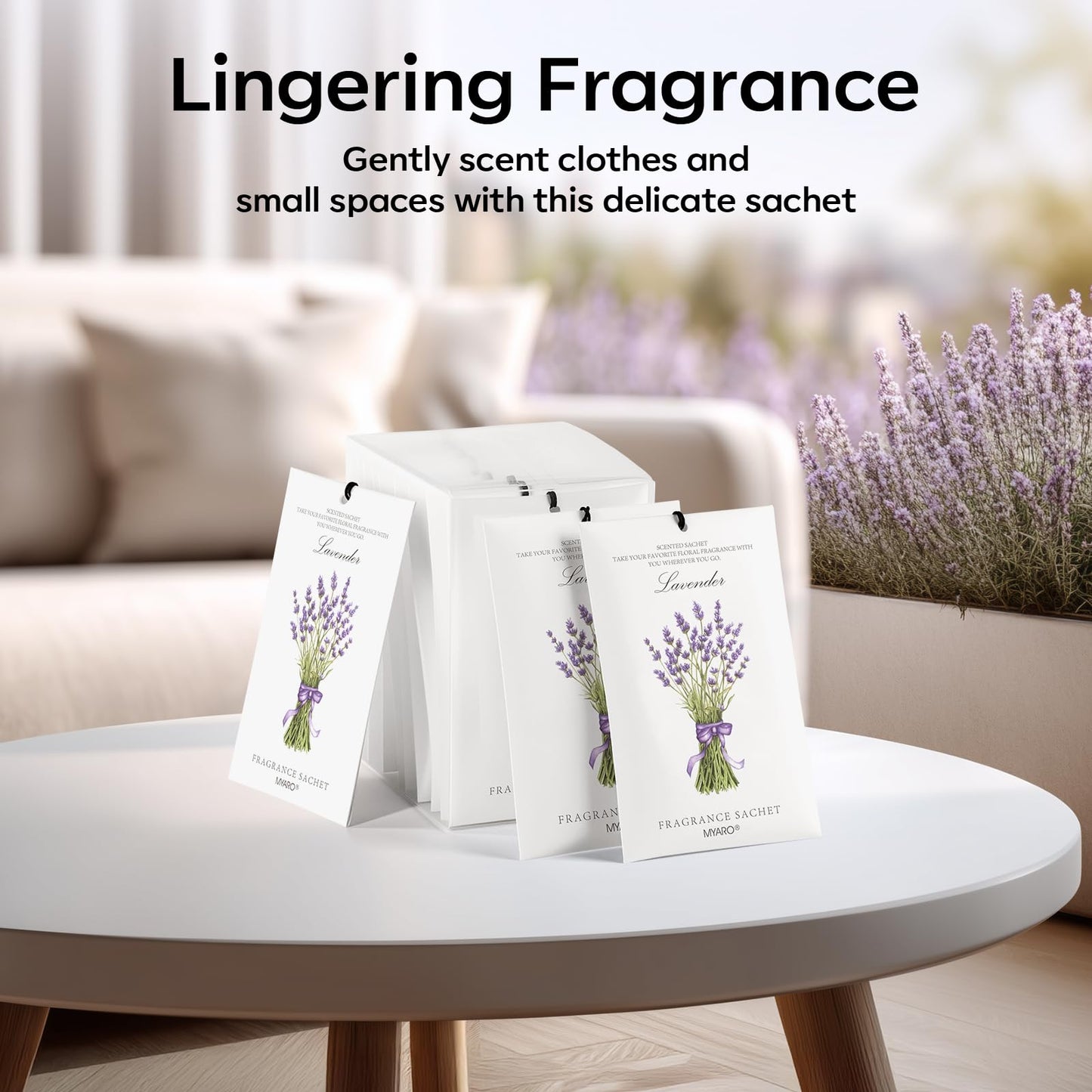 MYARO 12 Pack Lavender Scented Sachets | Odor Eliminator & Air Freshener for Drawer, Closet, Car, Shoes, Gym Bag, Suitcase | Home Fragrance Gift Set