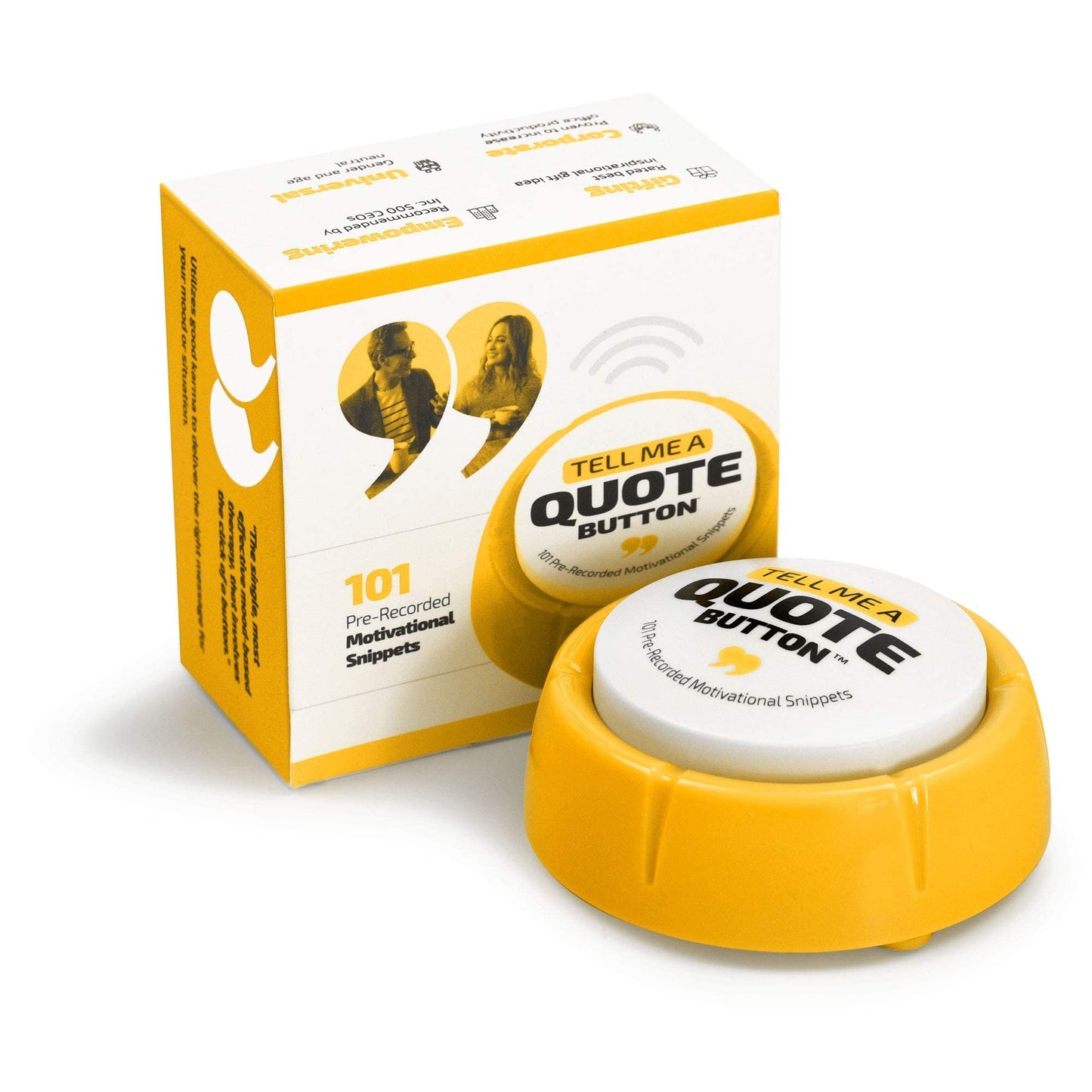 Quote Sound Button | Fully Loaded | 101 Pre-Recorded Motivational Quotes | Positive Thinking Easy, Better Than Affirmation Cards | Fun Novelty Gag Inspirational Gift | Cool Desk Decor Gadget