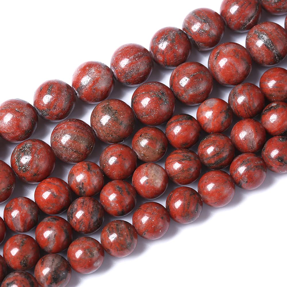 45pcs 8mm Natural Red Seasame Jasper Gemstone Beads Round Loose Spacer Beads for Jewelry Making DIY Bracelets Necklaces 15" (8mm, Red Seasame Jasper)