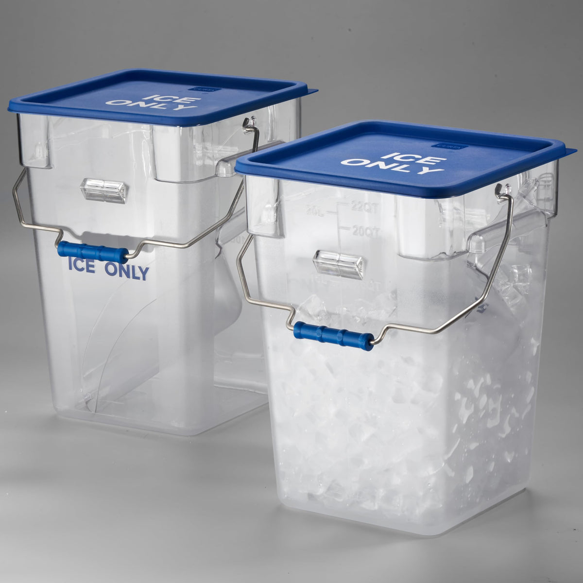 2 Pack 5.5 Gal Square Ice Tote Set with Lids and 64 oz Scoops (2 Count)