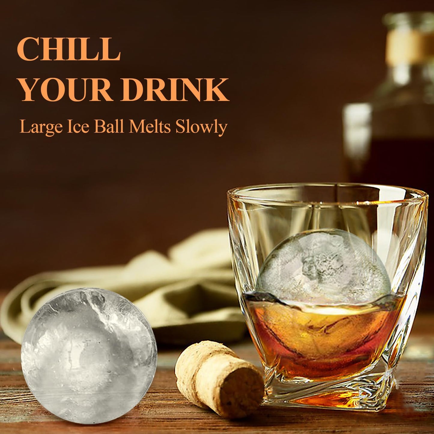 AIBIRUI Round Ice Cube Mold,8 PCS x 1.8 in Whiskey Ice Cubes,Circle Ice Cube Tray with Lid,Large Ice Ball Maker Mold Sphere Ice Cube,Large Ice Cube Molds for Cocktails,Coffee(Round Ice Cube Mold,Blue)