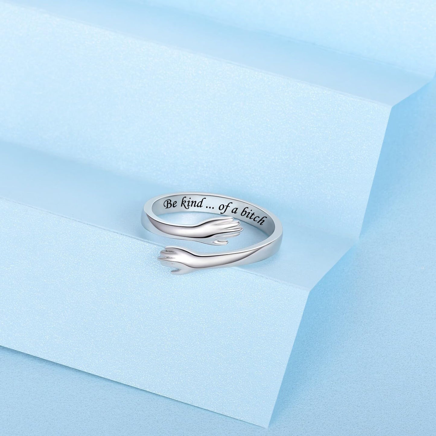 ACJFA Hug Rings for Women Sterling Silver Adjustable Ring Thumb Ring Birthday Mother Gifts Jewelry (Be kind ... of a *)