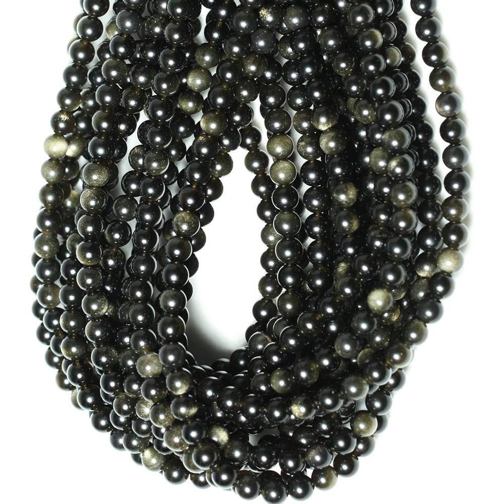 Genuine Golden Obsidian Beads for Jewelry Making Gemstone Semi Precious Stone Round 6mm Strand 15"(60-65pcs)
