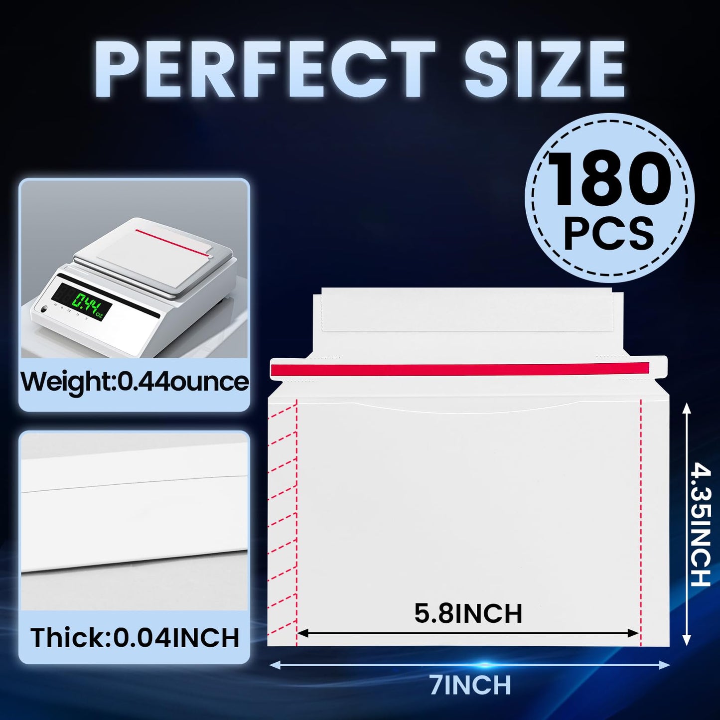 180 Pack Mailer Trading Card Envelopes，7" x 4.35" Trading Card Mailers for Shipping, Perfect Sized Shipping Envelope for Mailing Semi-Rigid and Toploaders, Protector Supplies.