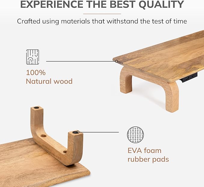 Anji Mountain Monitor Stand - Desktop Organizer & Laptop Riser, Ergonomic Monitor Riser, Space-Saving Monitor Stand for Desk, Durable Construction, Easy Assembly, Ideal for Home & Office,Natural