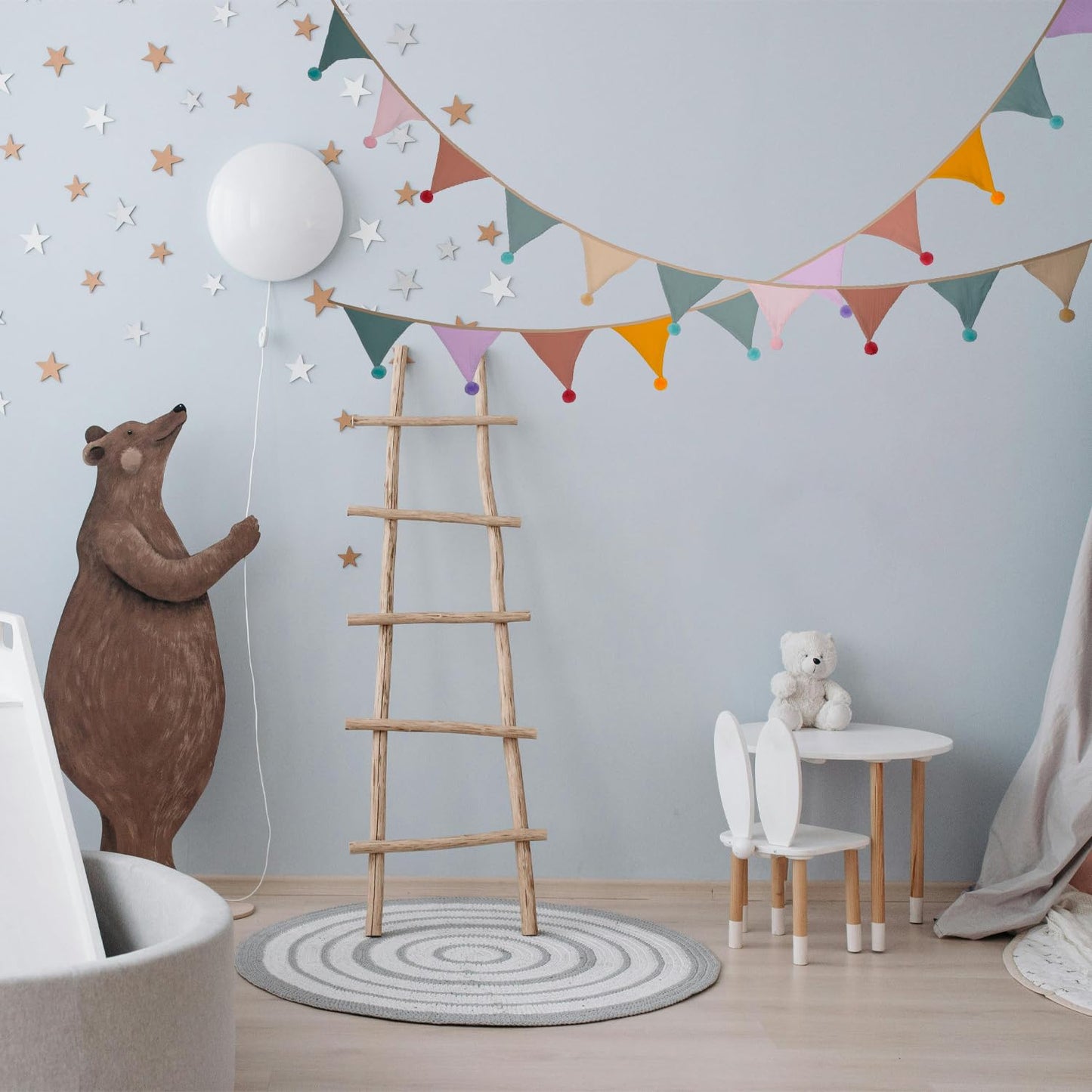 Fabric Bunting Banner, 2 Pack Handmade Neutral String Banner with Felt Ball Each 8.5 ft 10 Flags Nursery Wall Hanging Wedding Birthday Home Baby Shower Party Decoration Bunting (Pink 2 Pack)