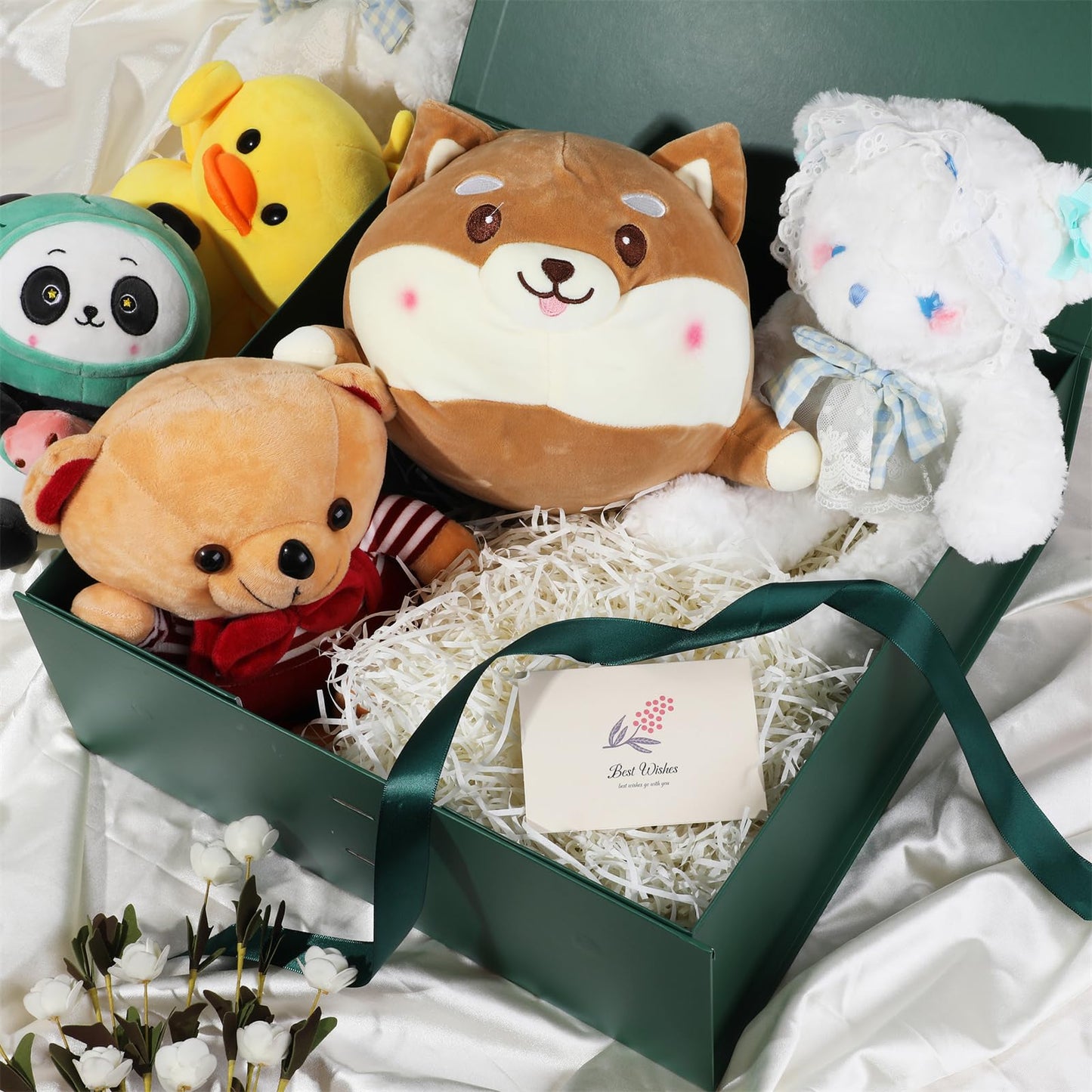 OEMVALATY Green Gift Box,16x16x6 Inches Gift Boxes with Lids for Presents with Magnetic Closure and Ribbon for Wedding,Storage,Birthday