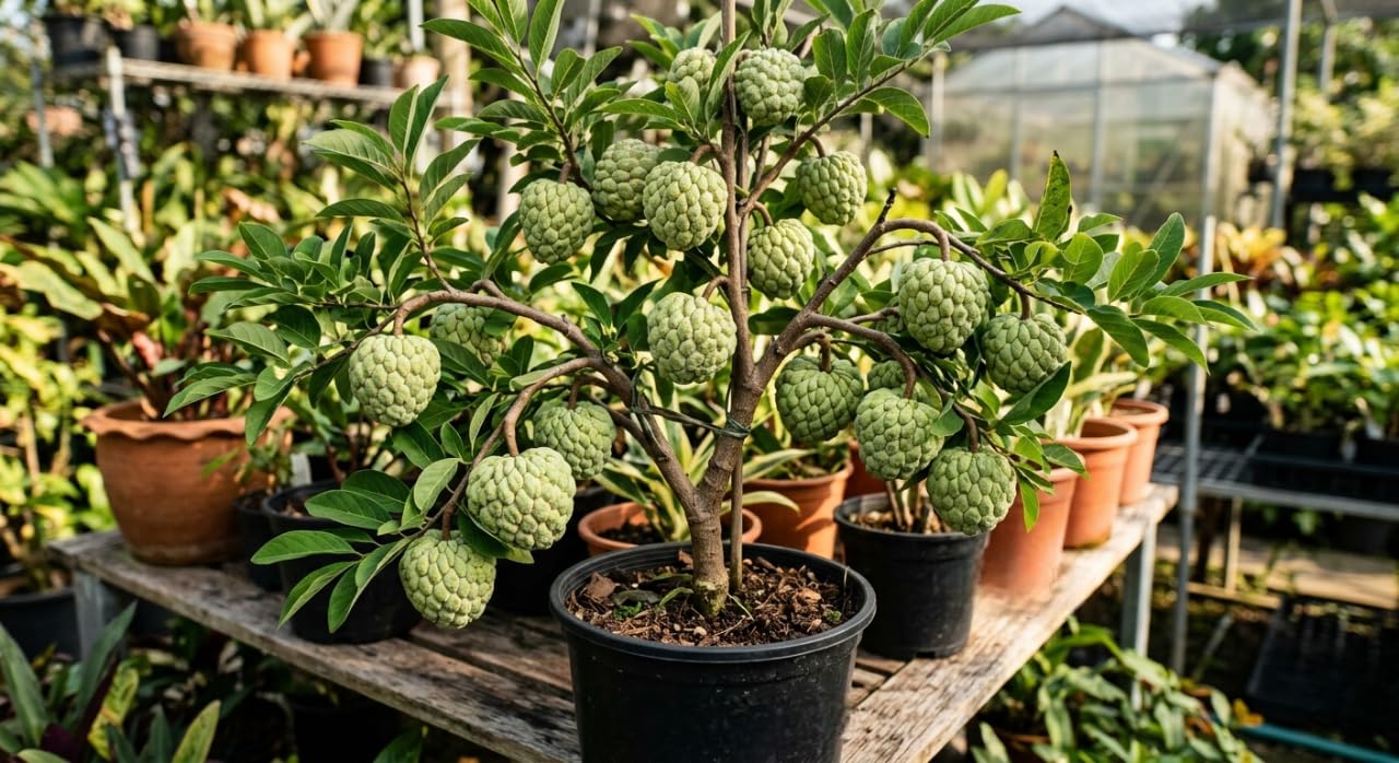 Sugar Apple Tree Annona Squamosa Plant Rare Sweetsop Tree Custard Apple 2-3 Feet Tall Gallon Pot- No Ship CA