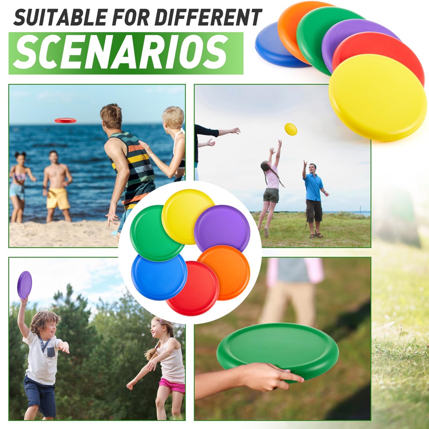 6 Pcs 8 Inch Foam Flying Discs PE Equipment Coated Soft Flying Discs Kid Toy for Physical Education Equipment Elementary School Teaching Beach Outdoor Playing Game Sports Party Supplies, 6 Colors